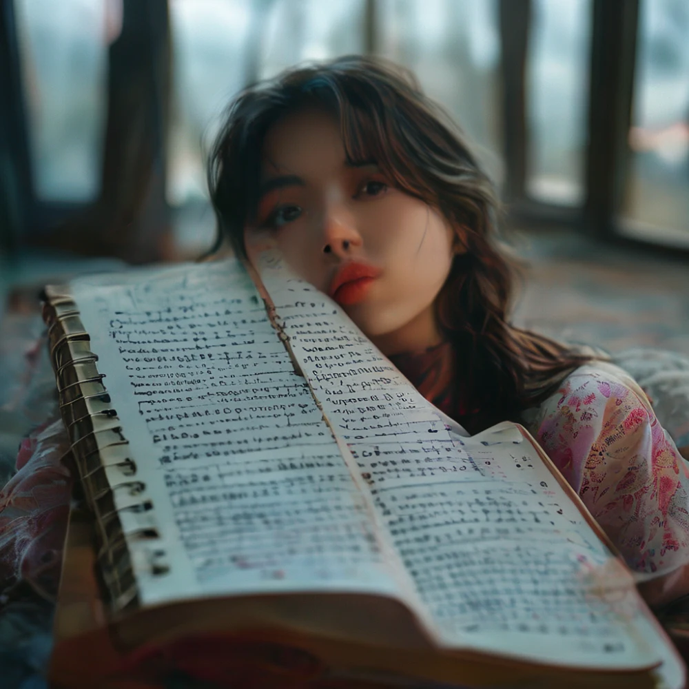 notebook with k-pop lyrics