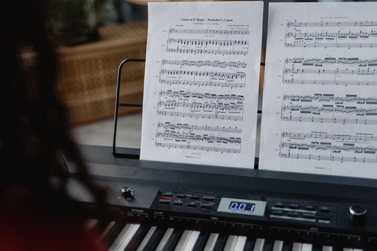 studio lighting with music sheet