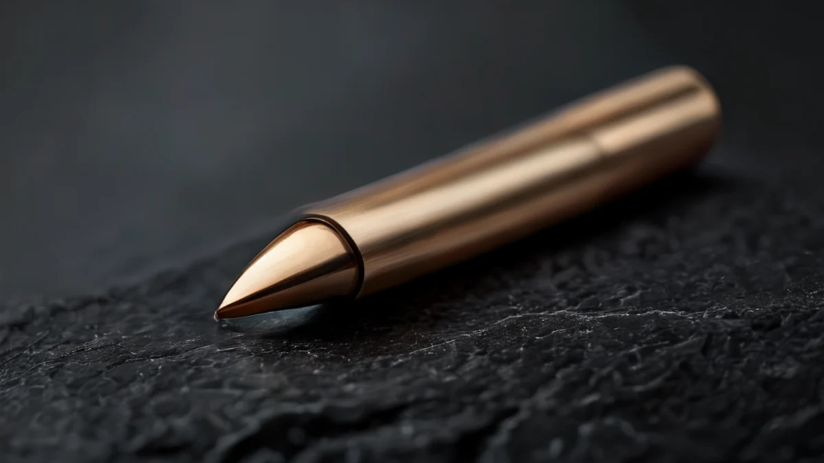A tungsten pin, metallic, sharp tip, used in electrical connections.