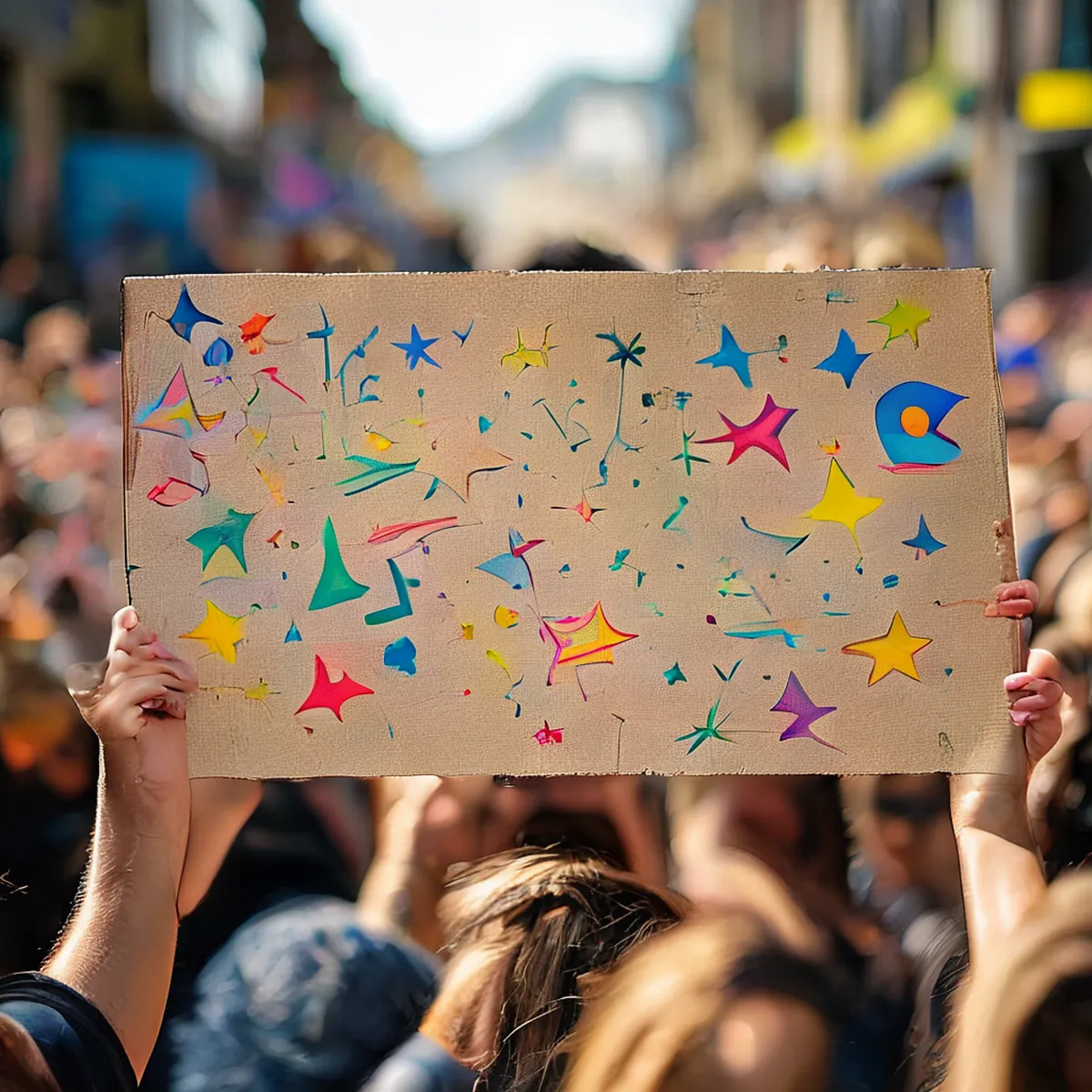 Fans holding banners at a sports event