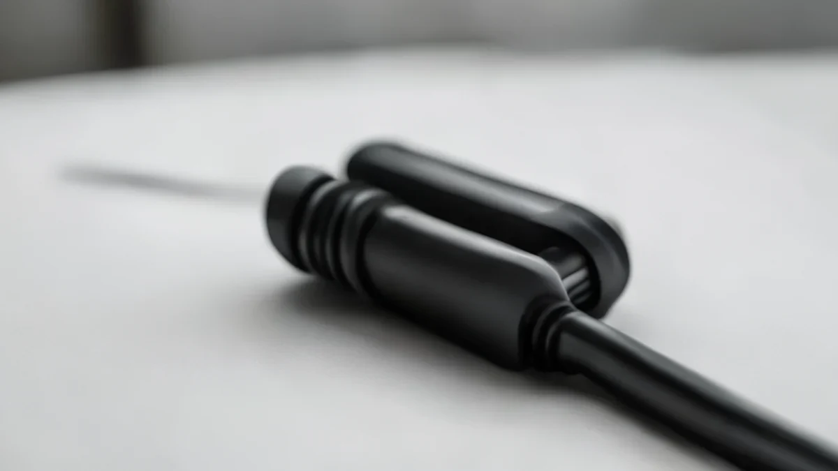 Black audio cable with gold connectors, used for K-pop equipment