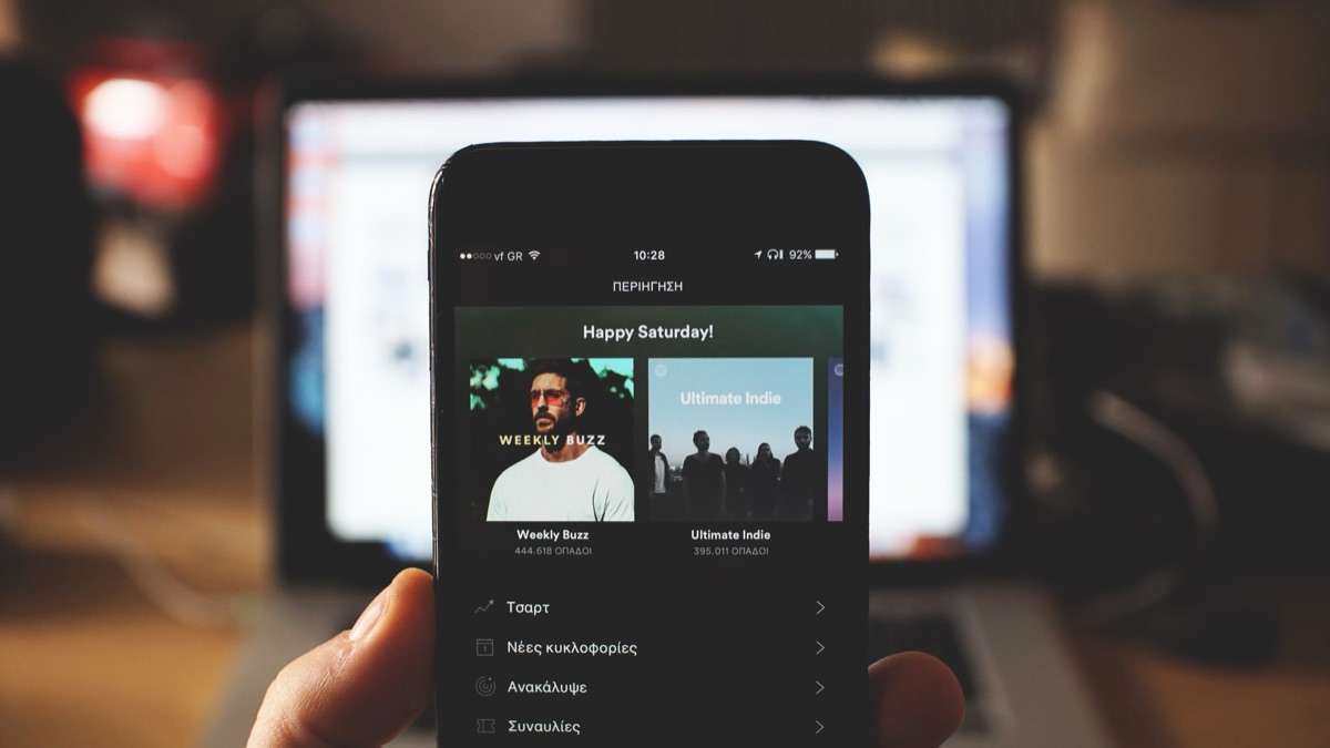 A smartphone displaying a music streaming application interface